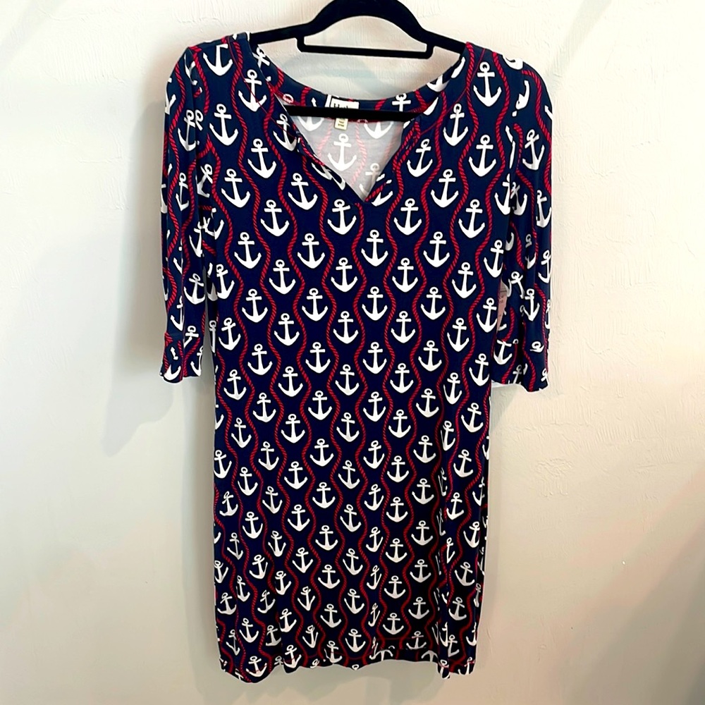 Navy and Red Anchor Dress